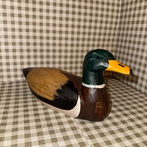 Vintage Hand carved Green and Brown wooden Mallard Duck decoy